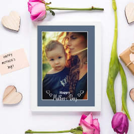 Moederdag foto Vakantiekaart blauw Bedankkaart