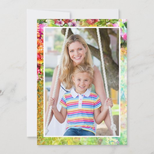 Moederdag Foto Waterverf Land Tuin Naam Feestdagenkaart (Voorkant)