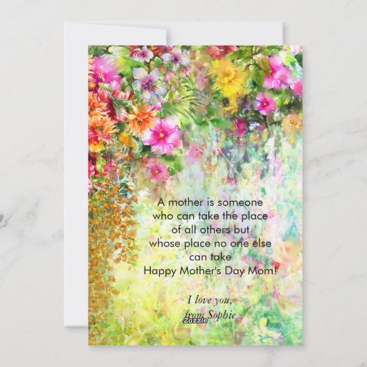 Moederdag Foto Waterverf Land Tuin Naam Feestdagenkaart (Achterkant)
