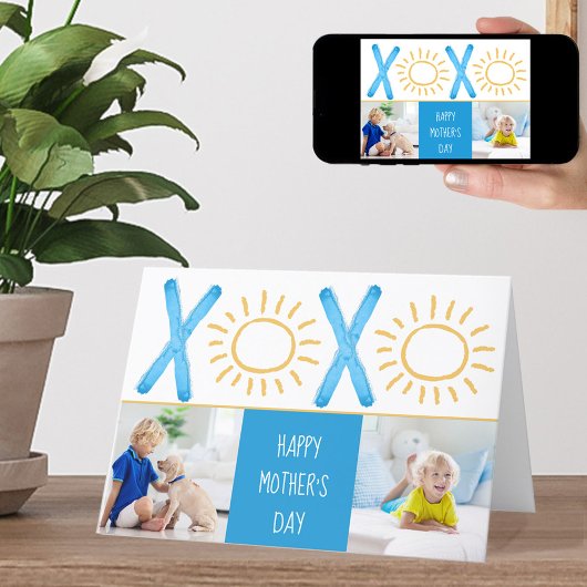 Moederdag Foto XOXO Sunny Blue Card Feestdagen Kaart