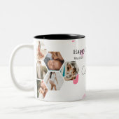 Moederdag Fotocollage 12 Foto's & Aangepaste tekst Tweekleurige Koffiemok (Links)