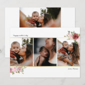 Moederdag Fotocollage florale blush goud Feestdagenkaart (Voorkant / Achterkant)