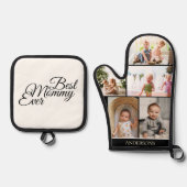 Moederdag Fotocollage op maat Ovenwant & Pannenlap Set (Voorkant)