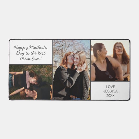 Moederdag Fotocollage Wit Elegant Custom Bureaumat (Voorkant)