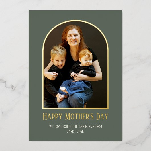 Moederdag fotokaart met echte Folie Folie Uitnodiging (Voorkant)