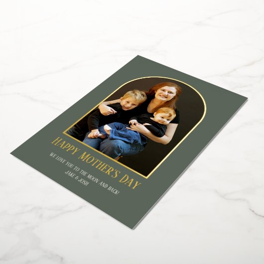 Moederdag fotokaart met echte Folie Folie Uitnodiging (Gedraaid)