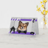 Moederdag Fotokaart Paars van de hond Kaart (Gele Bloem)