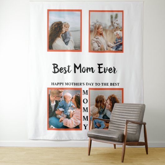 Moederdag foto's tonen collage voor moeder wandkleed (In situ)