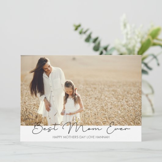 Moederdag Fotoscript modern Feestdagenkaart (Staand voorkant)