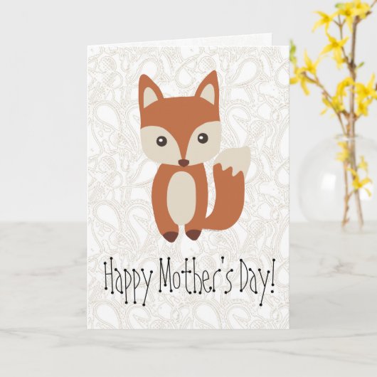 Moederdag Fox Greep Kaart (Gele Bloem)