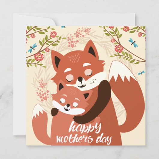 Moederdag Foxes Feestdagenkaart (Voorkant)
