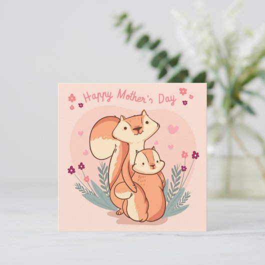 Moederdag Foxes Holiday Kaart (Staand voorkant)