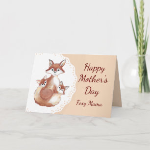 Moederdag Foxy Mama Fun Fox en Cube Animal Kaart
