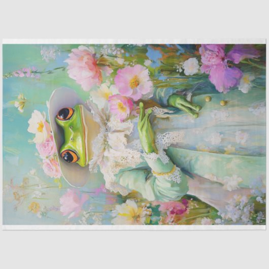 Moederdag Frog in Bloemen Pet Decoupage Tissuepapier (Voorkant)