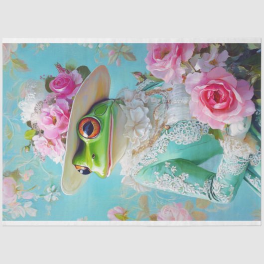 Moederdag Frog in Bloemen Pet Decoupage Tissuepapier (Voorkant)