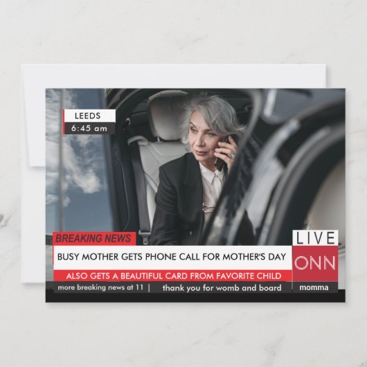 Moederdag Funny Breaking TV News spectaculaire Fab Kaart (Voorkant)