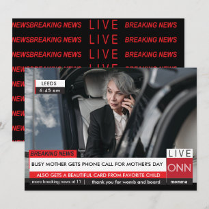 Moederdag Funny Breaking TV News spectaculaire Fab Kaart