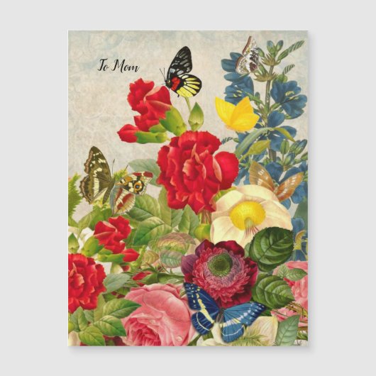 Moederdag Garden Carnans Rozen Butterflies (Voorkant)