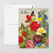 Moederdag Garden Carnans Rozen Butterflies Briefkaart (Voorkant / Achterkant)