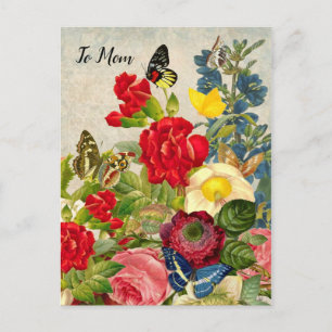 Moederdag Garden Carnans Rozen Butterflies Briefkaart