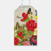 Moederdag Garden Carnans Rozen Butterflies Cadeaulabel (Voorkant)