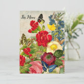 Moederdag Garden Carnans Rozen Butterflies Kaart (Staand voorkant)