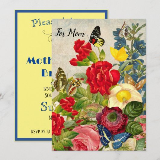 Moederdag Garden Carnans Rozen Butterflies Kaart (Voorkant / Achterkant)