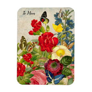 Moederdag Garden Carnans Rozen Butterflies Magneet