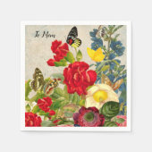 Moederdag Garden Carnans Rozen Butterflies Servet (Voorkant)