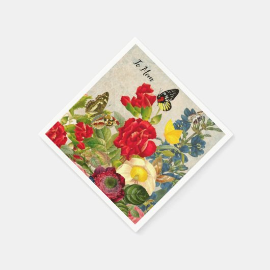 Moederdag Garden Carnans Rozen Butterflies Servet (Hoek)