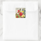 Moederdag Garden Carnans Rozen Butterflies Vierkante Sticker (Tas)