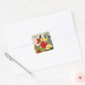 Moederdag Garden Carnans Rozen Butterflies Vierkante Sticker (Envelop)