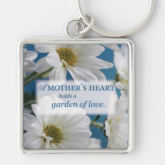 Moederdag Garden of Love, Daisies, Blue Sky Sleutelhanger (Voorkant)