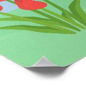 Moederdag geanimeerde kleurrijke bloem cartoon poster (Hoek)