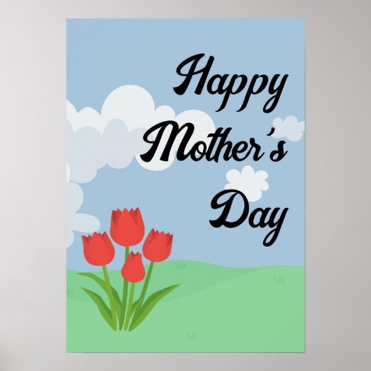 Moederdag geanimeerde kleurrijke bloem cartoon poster (Voorkant)
