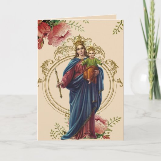 Moederdag Gebenedijde Maagd Bloemstuk Kaart (Voorkant)