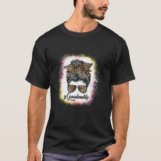 Moederdag gebleekte luipaard Messy Bun Oma Li T-shirt
