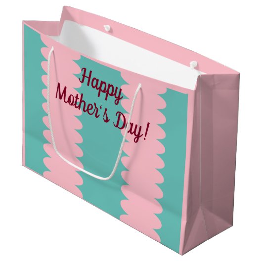 moederdag, geblugd, roze, blauwgroen,  groot cadeauzakje (Voorkant Gekanteld)