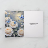 Moederdag Gedicht Blauwe Vlinders en Rozen Kaart (Binnen)