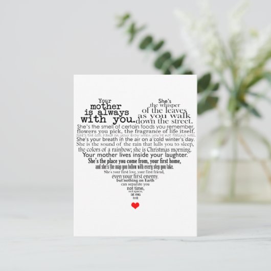 Moederdag gedicht briefkaart (Staand voorkant)