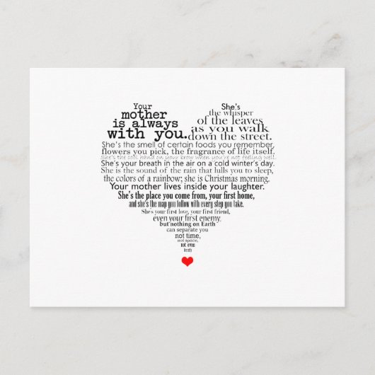 Moederdag gedicht briefkaart (Voorkant)