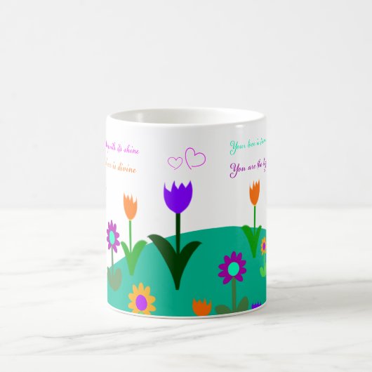 Moederdag gedicht en bloeide heuvel koffiemok (Center)