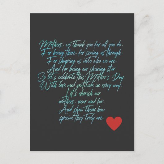 moederdag gedicht en bloemen briefkaart (Voorkant)