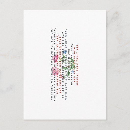 moederdag gedicht en bloemen T-Shirt Briefkaart (Voorkant)