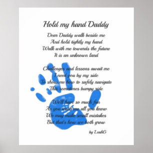 Moederdag Gedicht - Houd Mijn Hand Handafdruk Papa Poster