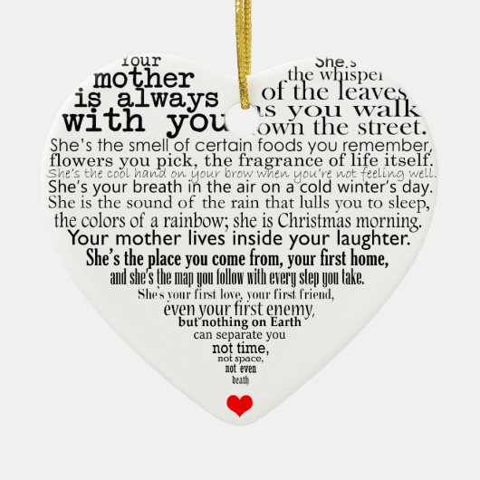 Moederdag gedicht keramisch ornament (Voorkant)