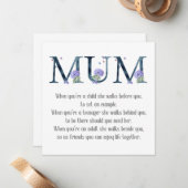 Moederdag Gedicht Notitiekaartje (Voorkant / Achterkant in situ)