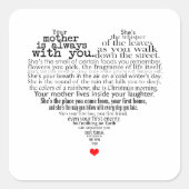 Moederdag gedicht vierkante sticker (Voorkant)