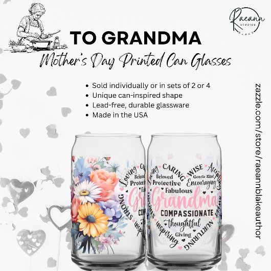 Moederdag Gedrukte blik glazen