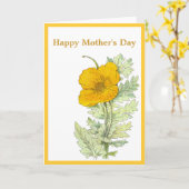 Moederdag gele papaver kaart (Gele Bloem)
